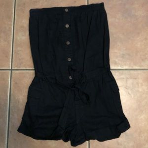 Black strapless romper